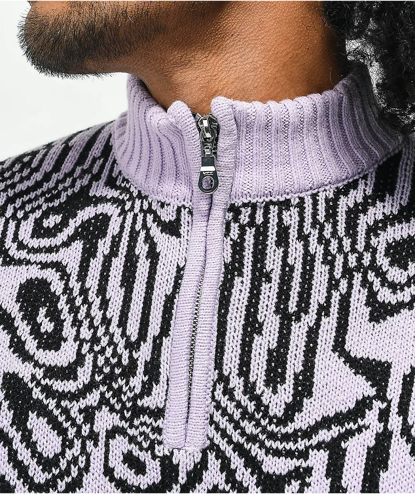 Ragged Priest Spacey Pink & Black Half-Zip Sweater