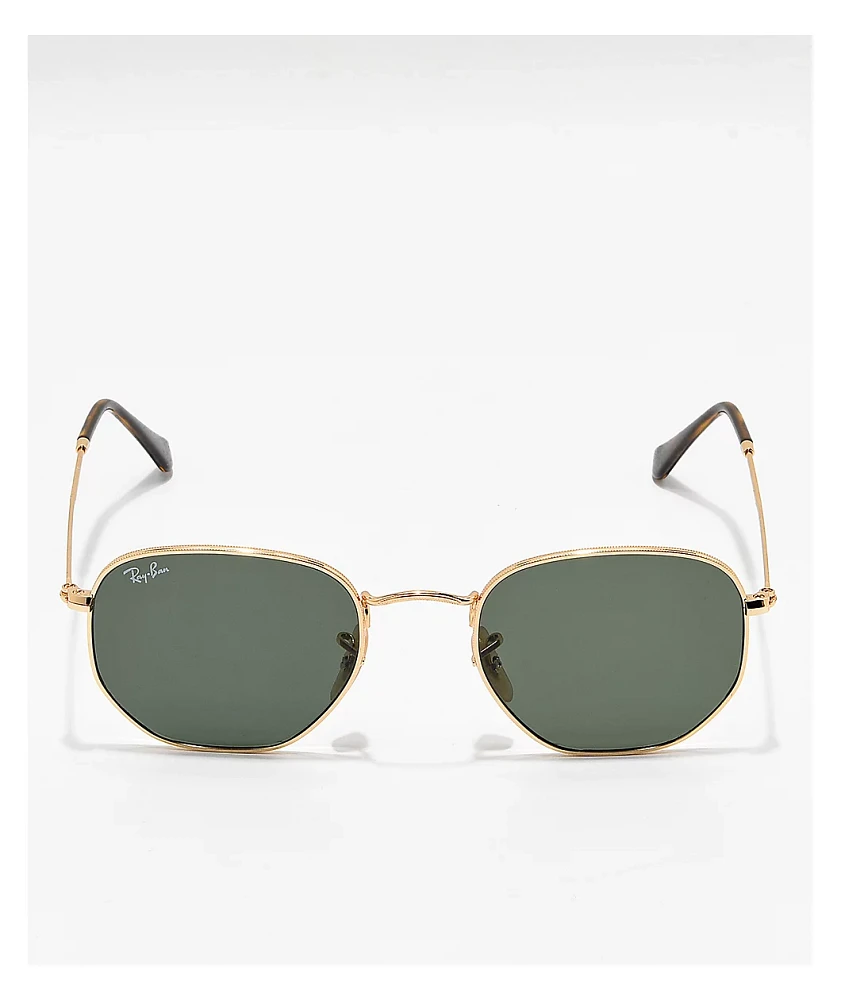 Ray-Ban Hexagonal Gold & Green Sunglasses