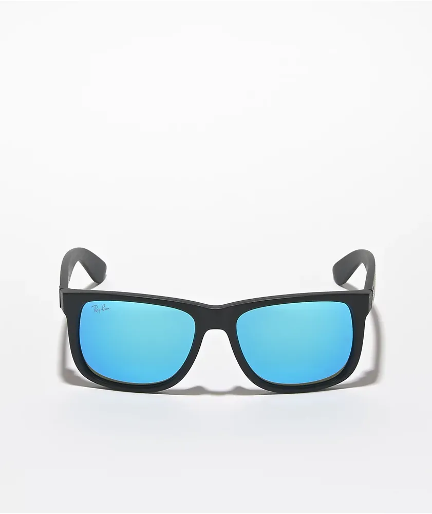 Ray-Ban Justin Black & Blue Mirror Sunglasses
