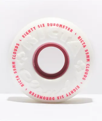 Ricta Clouds 55mm 86a White & Red Skateboard Wheels