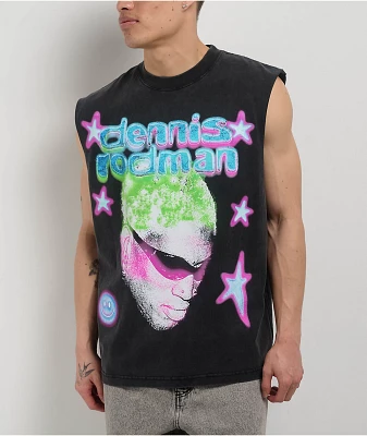 Rodman Apparel Glitter Is Gold Black Muscle Tank Top