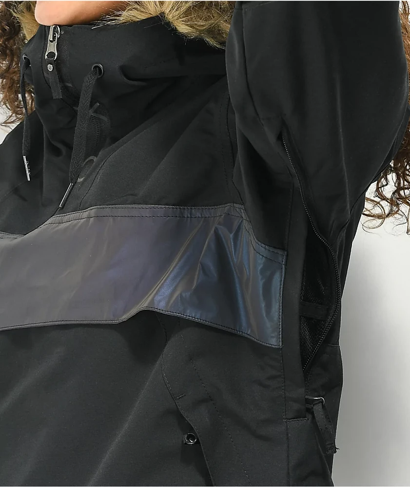Roxy Shelter Black & Irridescent Anorak 10K Snowboard Jacket