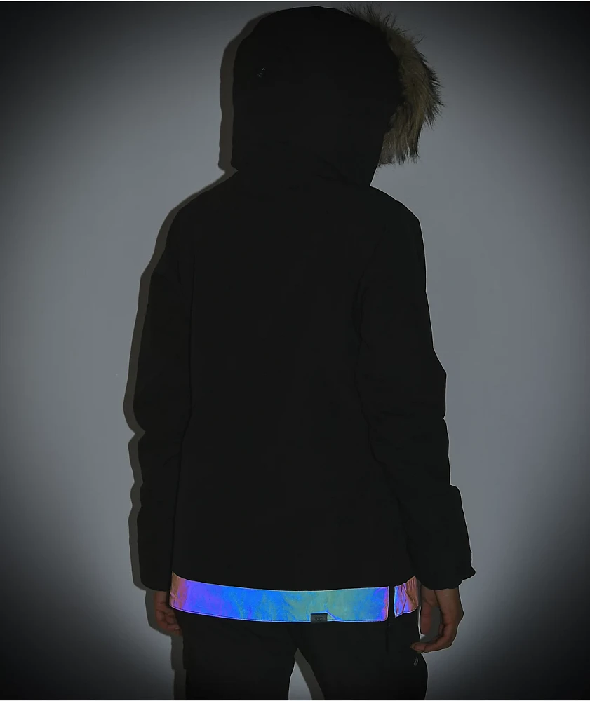 Roxy Shelter Black & Irridescent Anorak 10K Snowboard Jacket