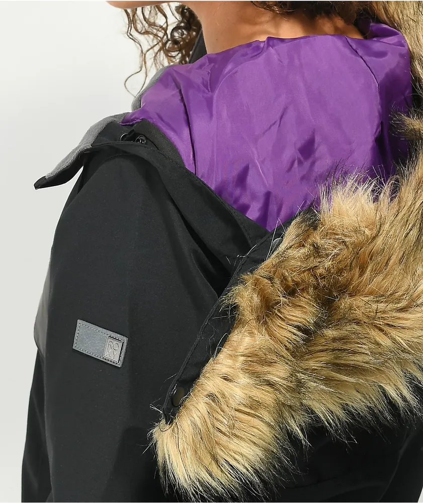 Roxy Shelter Black & Irridescent Anorak 10K Snowboard Jacket