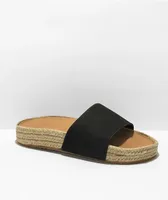 Roxy Slippy Espadrille Black Slide Sandals