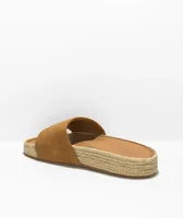 Roxy Slippy Espadrille Tan Slide Sandals