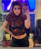 SWIXXZ Gargoyle Skull Black & Red Mesh Top