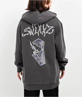 SWIXXZ Lighter Studded Grey Zip Hoodie