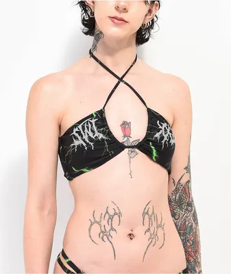 SWIXXZ Lightning Black Wrap Bikini Top