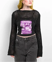 SWIXXZ Metal Collage Black Crop Sweater