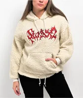 SWIXXZ Punk Patched Cream Sherpa Hoodie