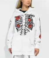 SWIXXZ Skeleton White Zip Hoodie