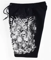SWIXXZ Skull Pile Black Sweat Shorts