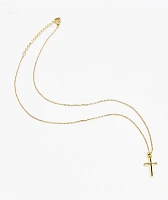 Saint Midas Dainty Cross 16" Gold Chain Necklace