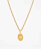 Saint Midas Heart Circle Yellow Gold 20" Rope Chain Necklace