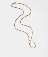 Saint Midas Pearlescent Mother Mary 20" Gold Chain Necklace