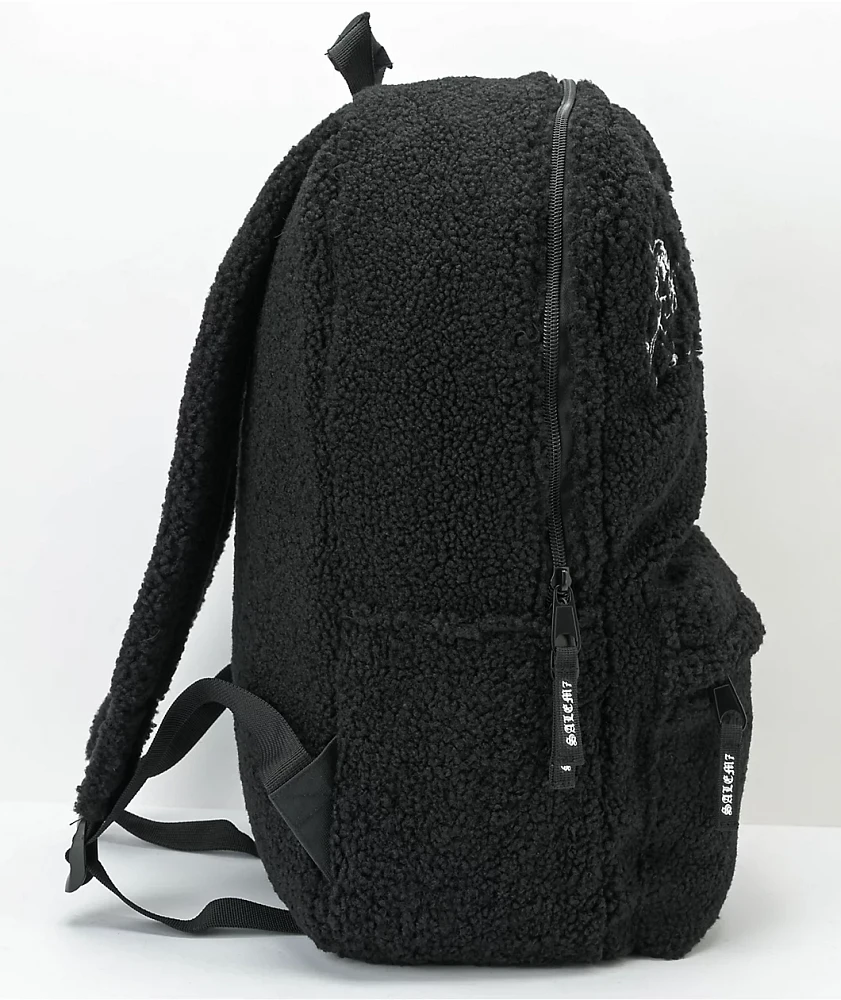 Salem7 Furever Friends Black Sherpa Backpack