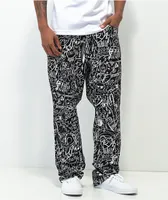Salem7 Scrible Black Denim Jeans
