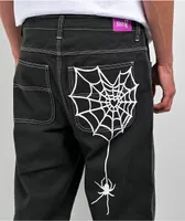 Salem7 Spider Web Black Denim Jeans