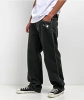Salem7 Spider Web Black Denim Jeans