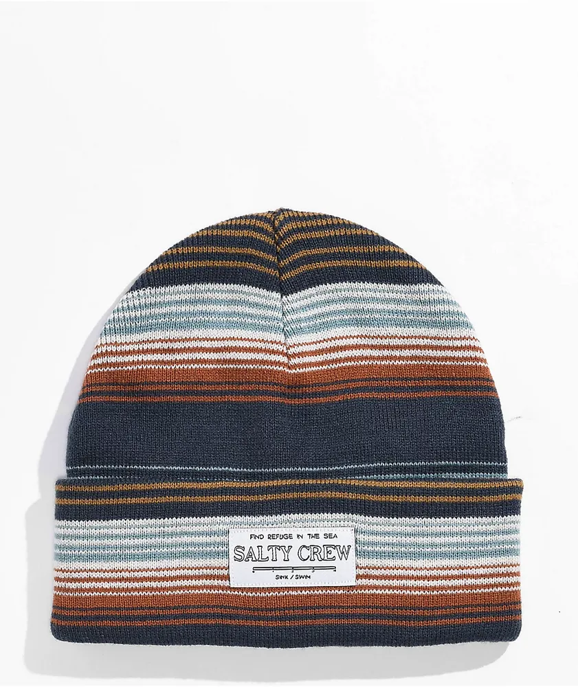 Salty Crew Mainland Dark Slate Stripe Beanie