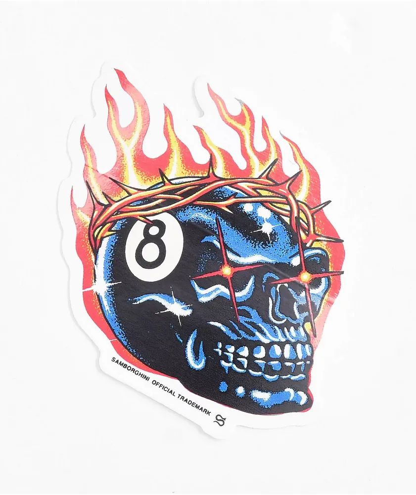 Samborghini 8 Ball Skull Sticker