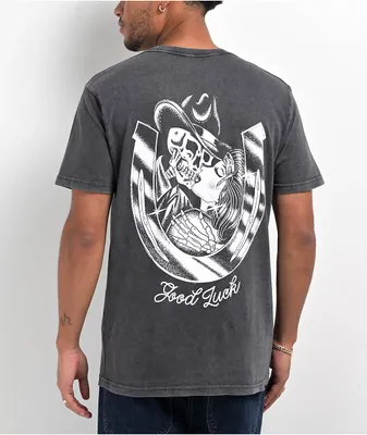 Samborghini Good Luck Horseshoe Black Wash T-Shirt