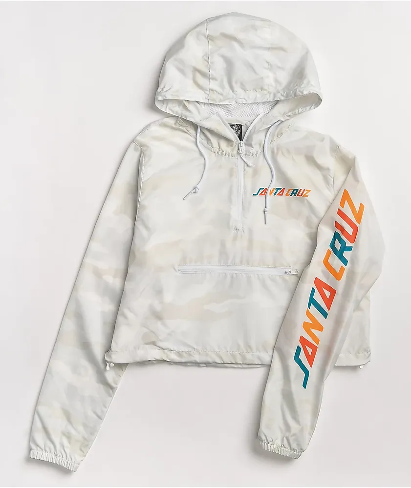 Santa Cruz Color Strip White Crop Anorak Jacket
