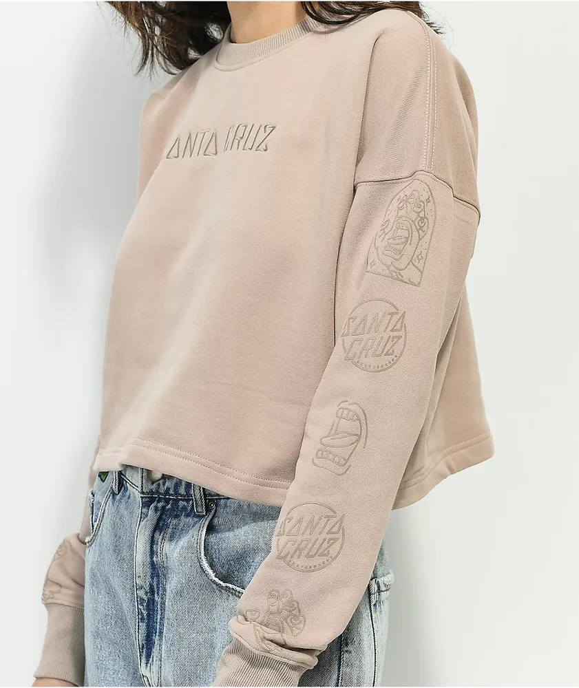 Santa Cruz Gateway Strip Mauve Crop Crewneck Sweatshirt