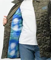 Santa Cruz Oval Line Dot Olive Quilted Chore Jacket