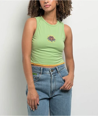 Santa Cruz Ringed Rose Green Crop Tank Top