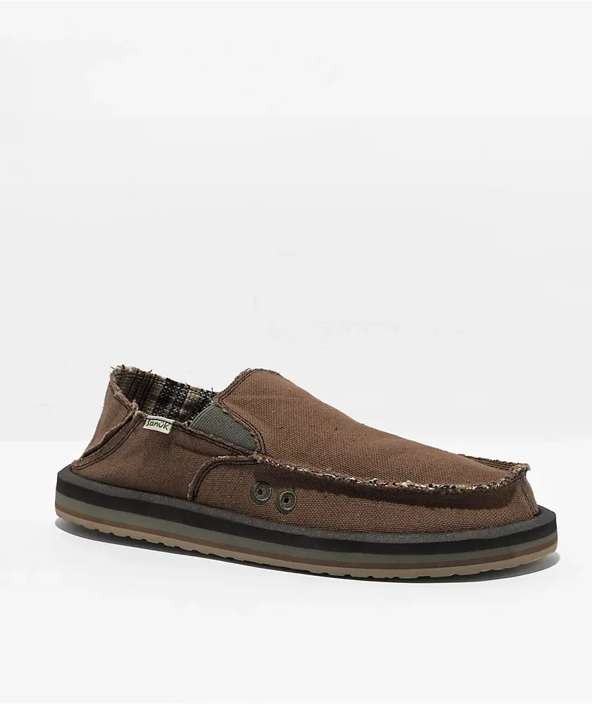Sanuk Vagabond ST Hemp Brown Slip Ons