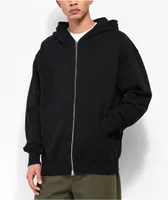 Shaka Wear Garment Dye Black Heavyweight Double Zip Hoodie