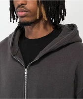 Shaka Wear Garment Dye Grey Heavyweight Double Zip Hoodie