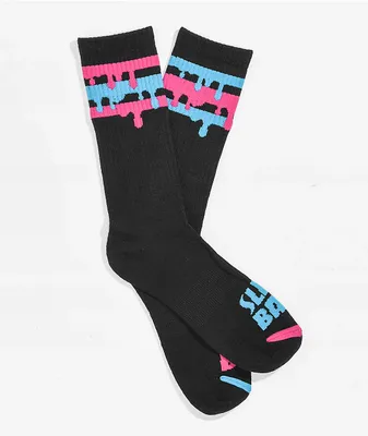 Slime Balls Drip Black & Pink Crew Socks