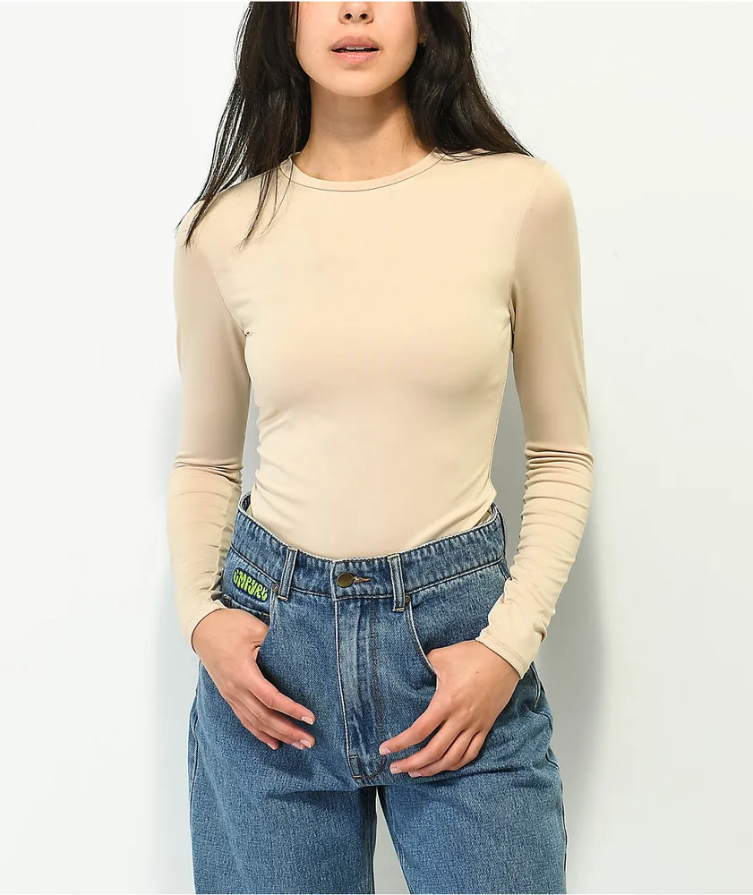 Spicychix Beige Long Sleeve Bodysuit