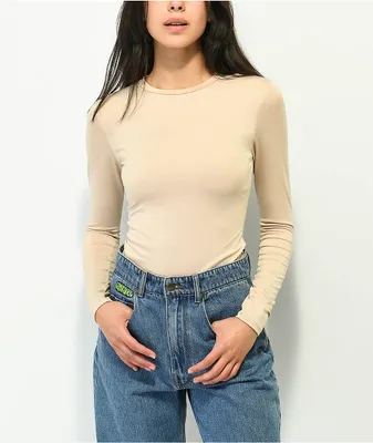 Spicychix Beige Long Sleeve Bodysuit