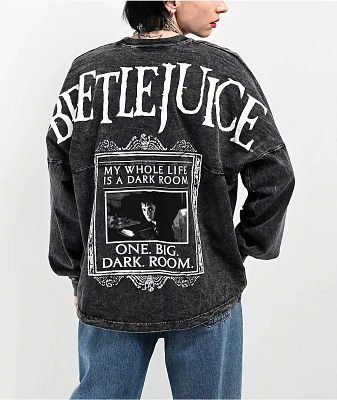Spirit Jersey x Beetlejuice Black Mineral Wash Long Sleeve T-Shirt