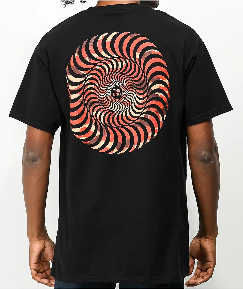 Spitfire Camo Classic Swirl Logo Black T-Shirt