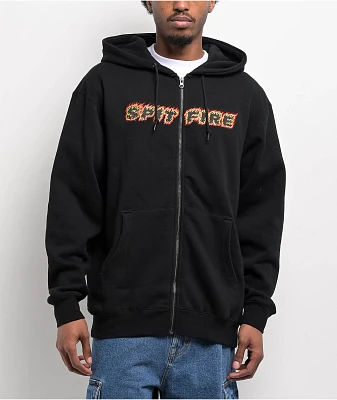 Spitfire Flames Script Black Zip Hoodie