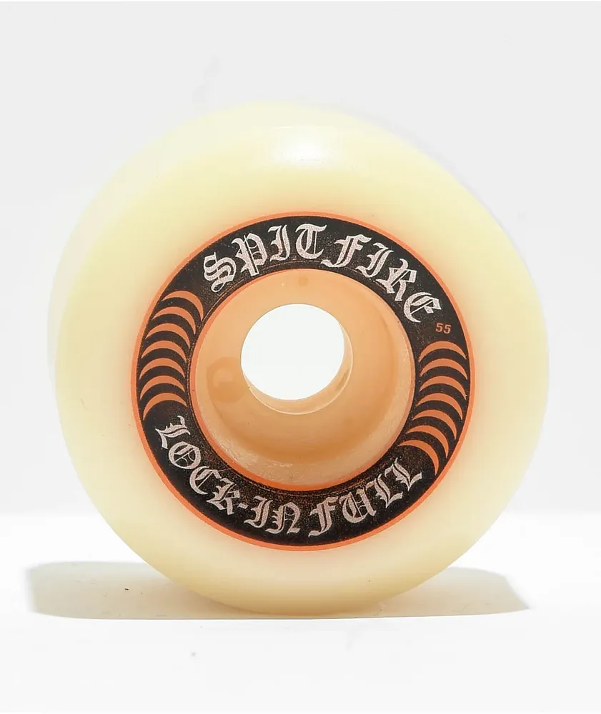 Spitfire Formula Four Lock-In Full 55mm 99a White & Orange Skateboard Wheels