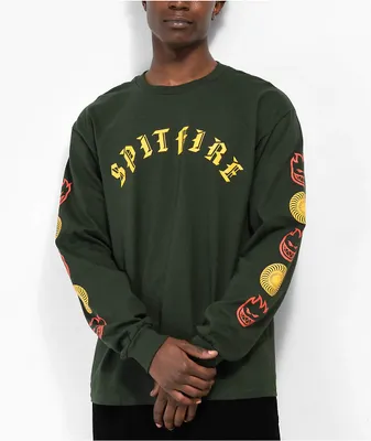 Spitfire Old E Big Head Green Long Sleeve T-Shirt