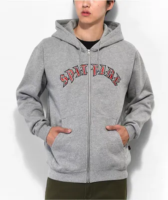 Spitfire Old E Grey Zip Hoodie