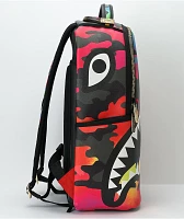 Sprayground Camoburst Deluxe Red, Orange & Green Leather Backpack