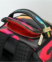 Sprayground Camoburst Deluxe Red, Orange & Green Leather Backpack