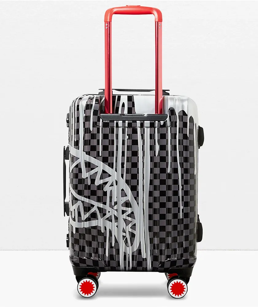 Sprayground Chateau Ghost Sharknautics Black & Silver Checker Carry-On Luggage