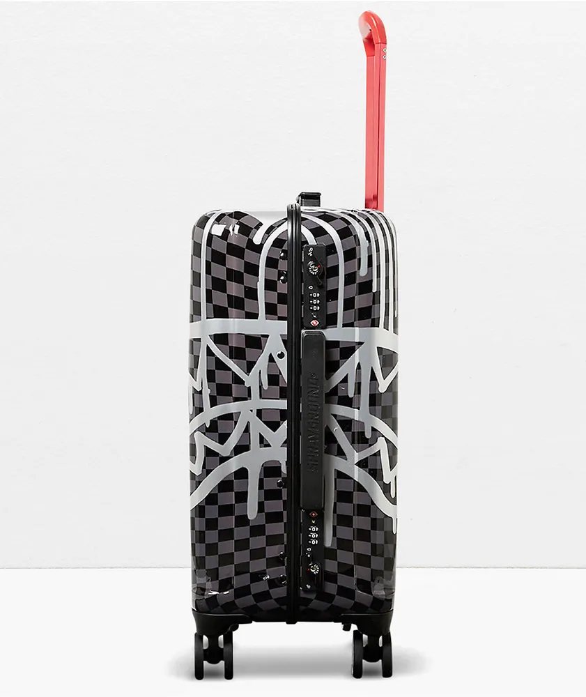 Sprayground Chateau Ghost Sharknautics Black & Silver Checker Carry-On Luggage