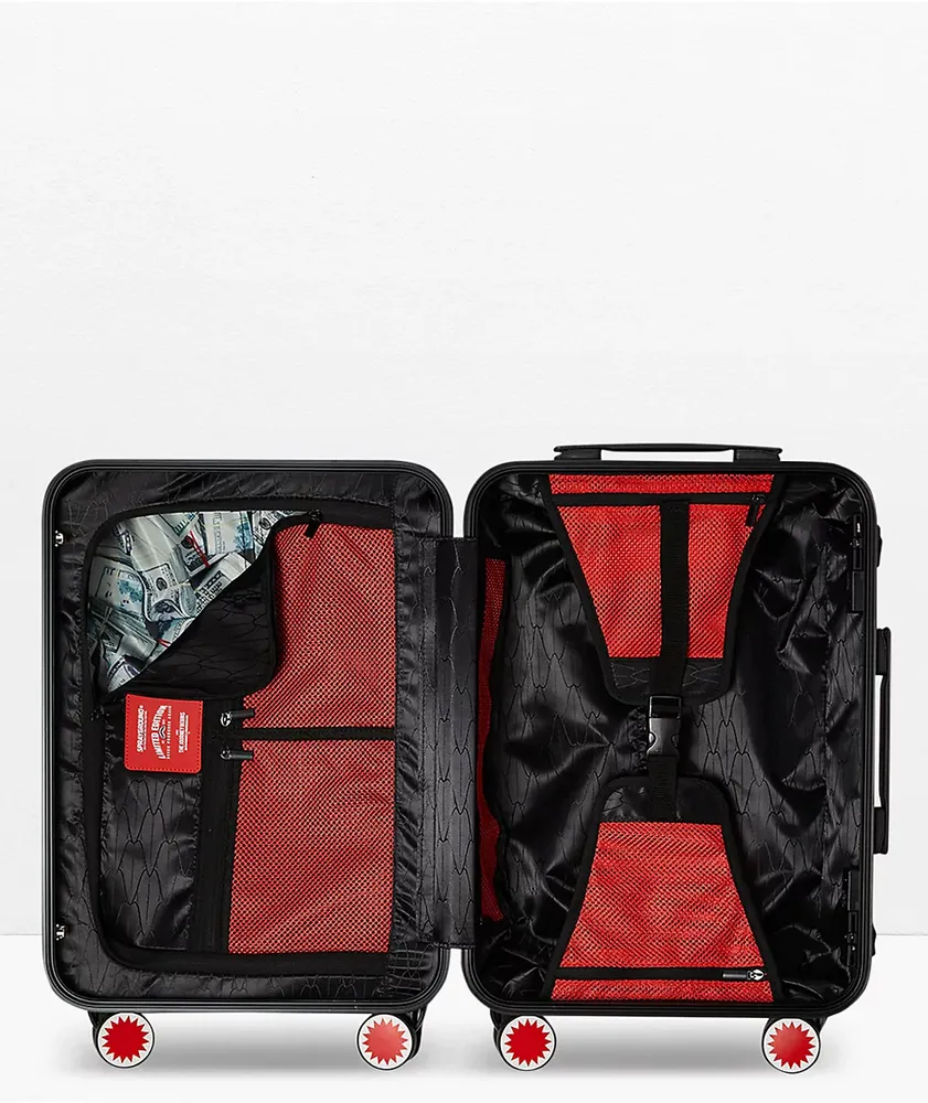 Sprayground Chateau Ghost Sharknautics Black & Silver Checker Carry-On Luggage