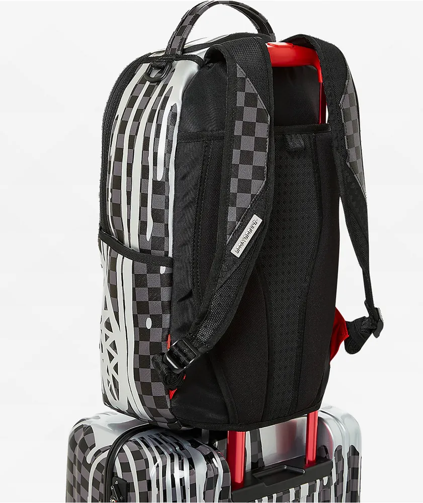 Sprayground Chateau Ghost Sharknautics Black & Silver Checker Carry-On Luggage