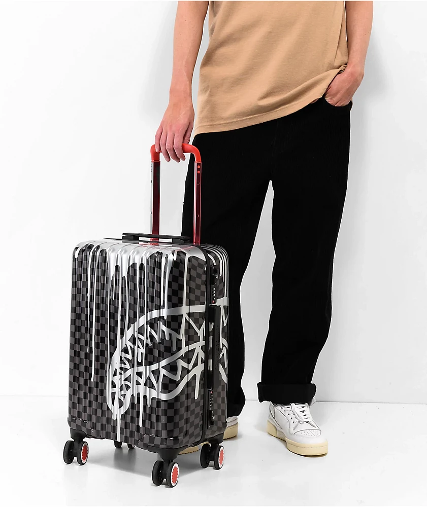 Sprayground Chateau Ghost Sharknautics Black & Silver Checker Carry-On Luggage